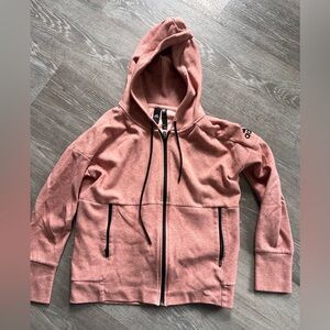 Adidas Coral Zip-Up Hoodie with Black Drawstrings